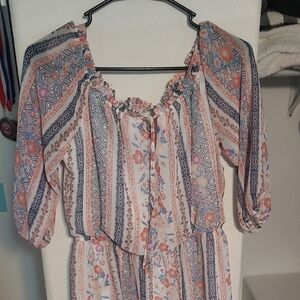 Aqua Multicolor Patterned Fabric